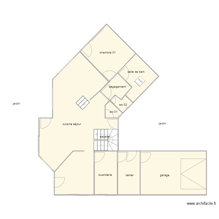 LOUPPE rdc am. Plan de 6 pièces et 95 m2