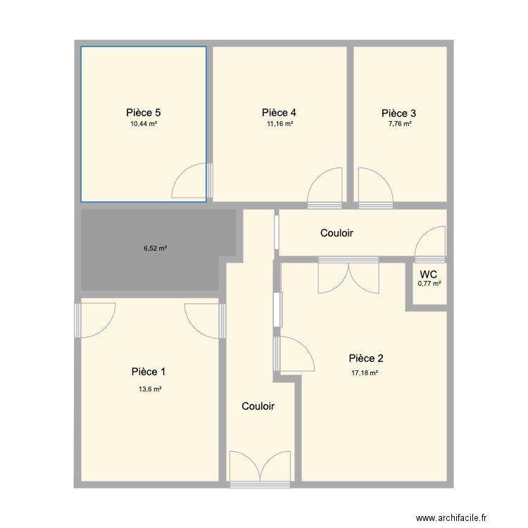 Piece local 17 Tom RDC. Plan de 9 pièces et 79 m2