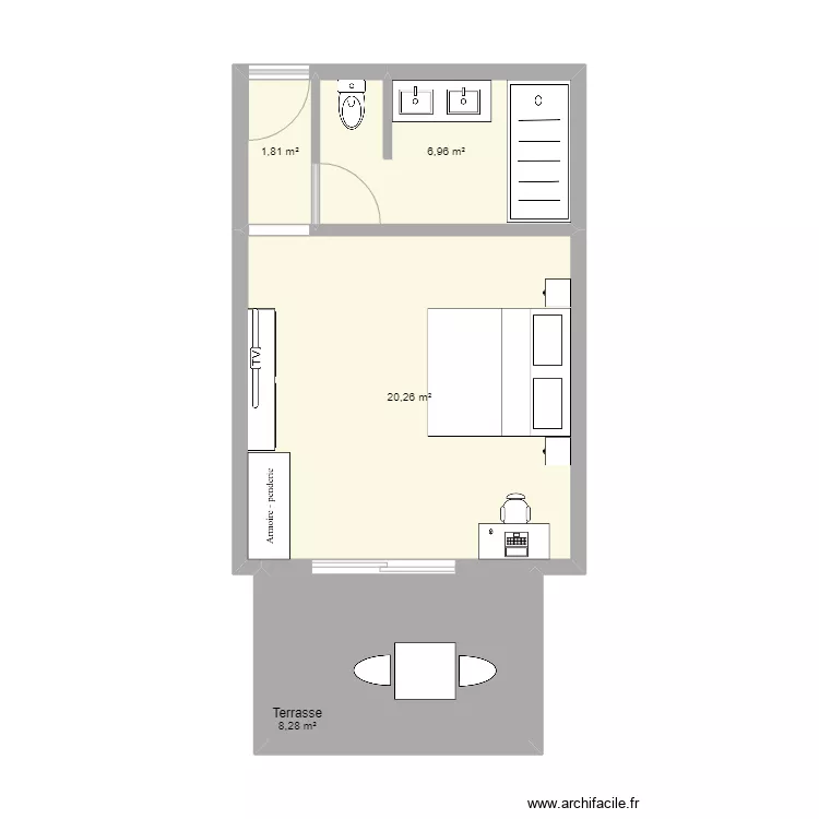 chambre Nosy Be 4.5. Plan de 