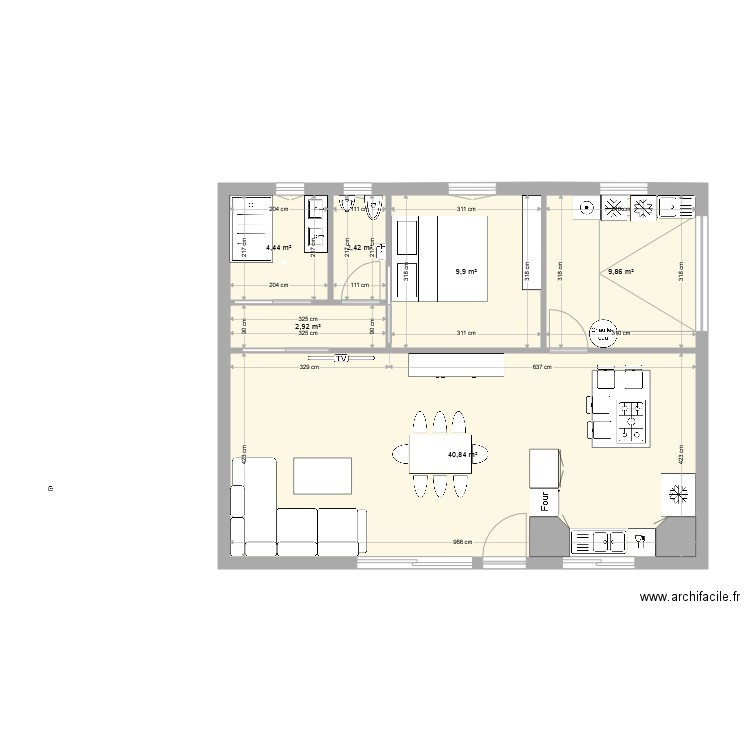 olivet. Plan de 6 pièces et 70 m2