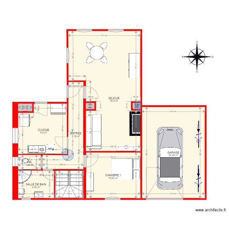 BI 1509 avec cotes NIVEAU 1. Plan de 0 pièce et 0 m2