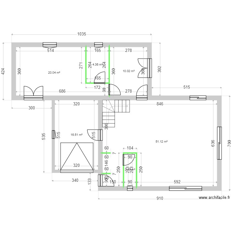 CARRERE RDC 4. Plan de 6 pièces et 104 m2