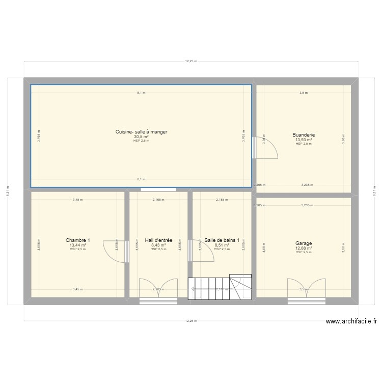 Pontos rez. Plan de 6 pièces et 88 m2