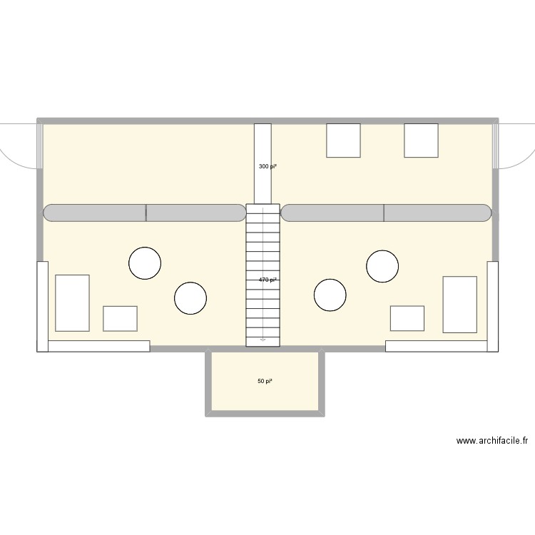 1er etage . Plan de 3 pièces et 76 m2