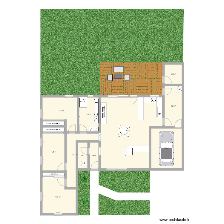 projet. Plan de 14 pièces et 143 m2