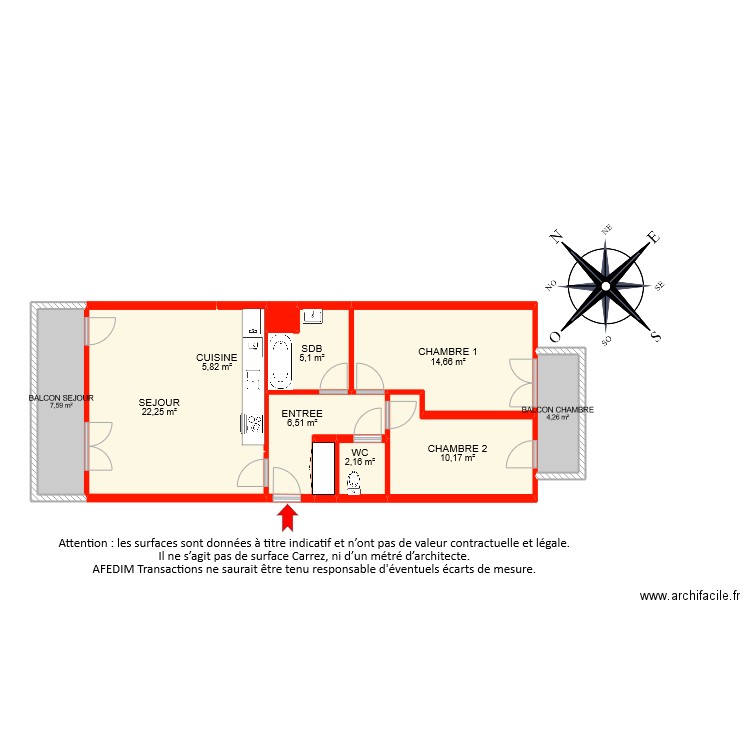 BI7503 PASCAL. Plan de 11 pièces et 80 m2