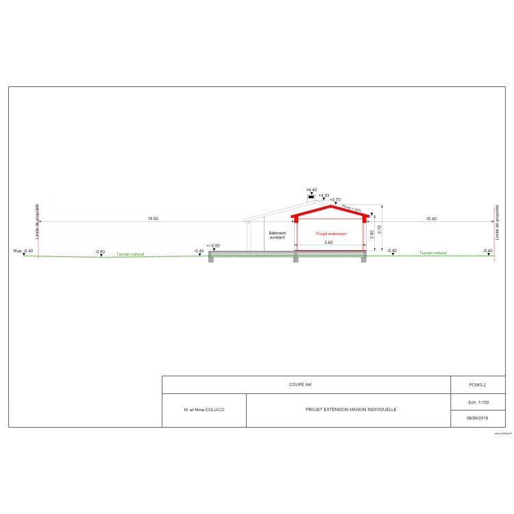 PCMI3 COUPE A. Plan de 