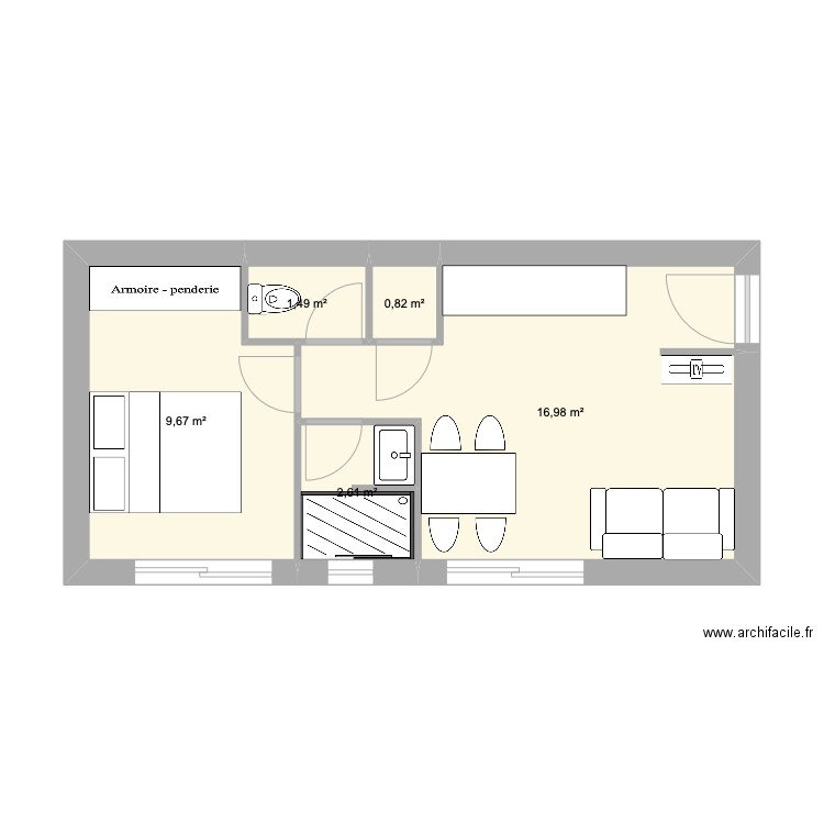 plan RDC réseau d'évacuation. Plan de 5 pièces et 32 m2