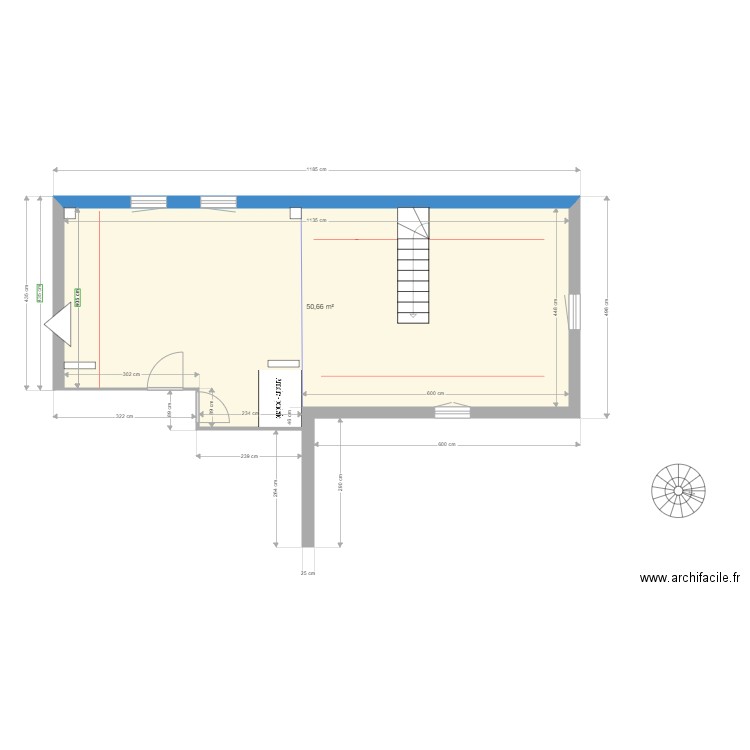 ETAGE SUD EXTENSION 3B. Plan de 1 pièce et 51 m2