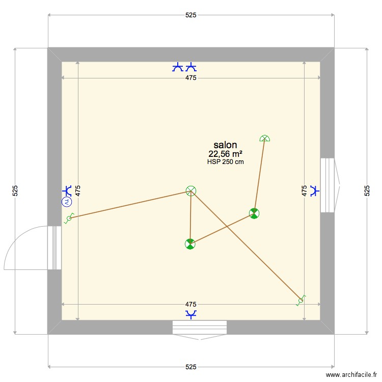 test. Plan de 1 pièce et 23 m2