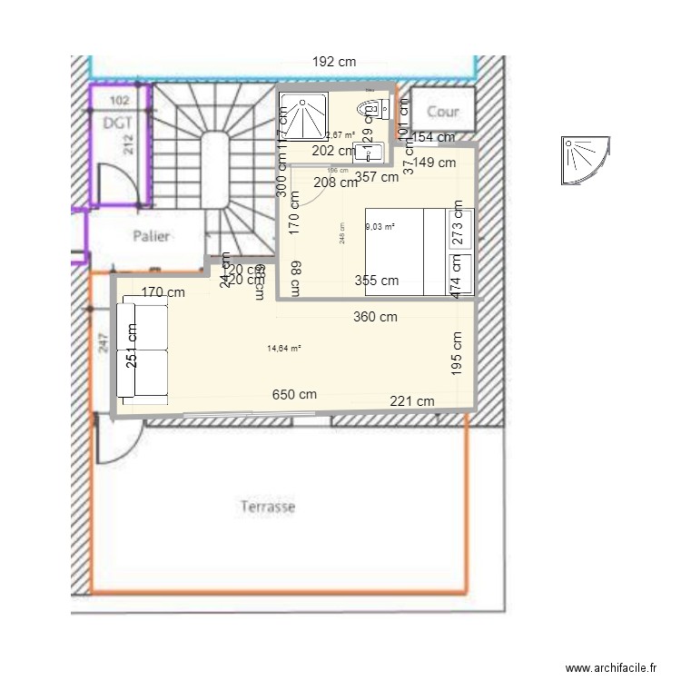 studio 29092023. Plan de 3 pièces et 26 m2