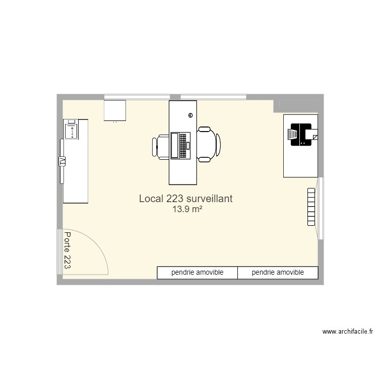 Local 223 surveillant 2 étage pdc. Plan de 0 pièce et 0 m2