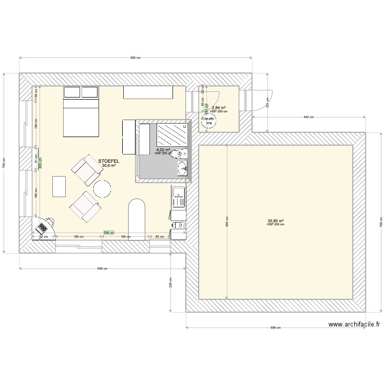 MARGUERITE. Plan de 4 pièces et 79 m2