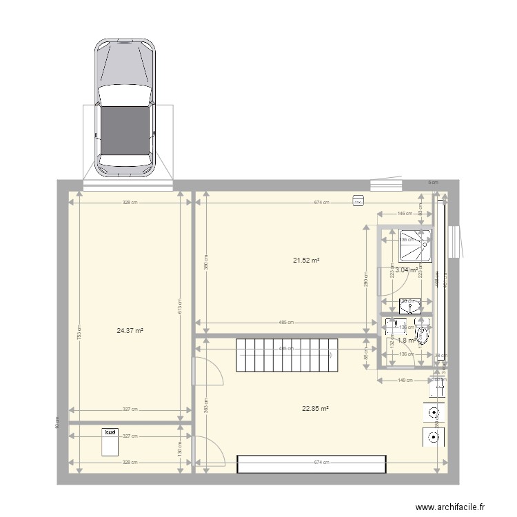 PLAN SOUS SOL KIKA 3 . Plan de 5 pièces et 74 m2