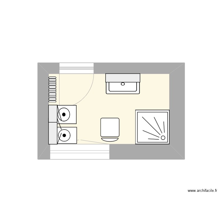 salle de bain Mamina3. Plan de 1 pièce et 5 m2