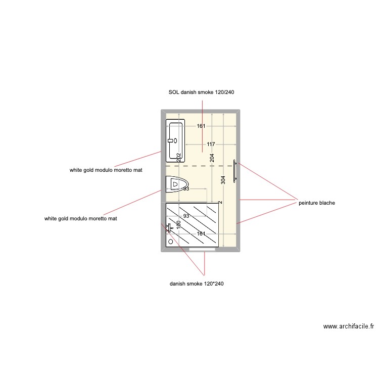 SDB détails 1.3. Plan de 1 pièce et 5 m2