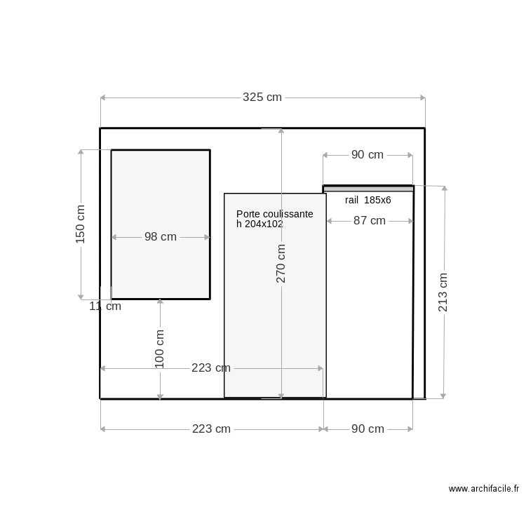 porte coulissante ouverte et cloison polycarbonate. Plan de 0 pièce et 0 m2