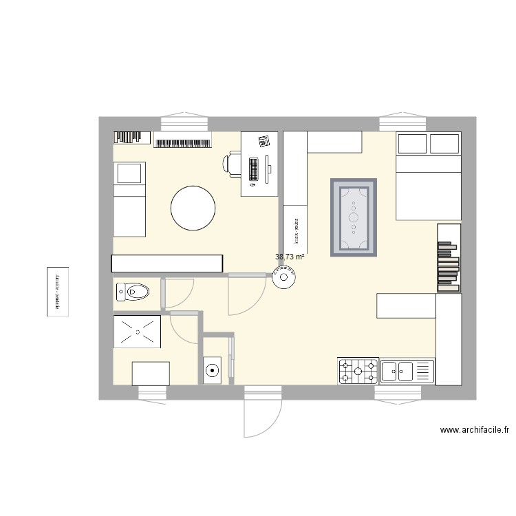 maison de poupée. Plan de 1 pièce et 39 m2