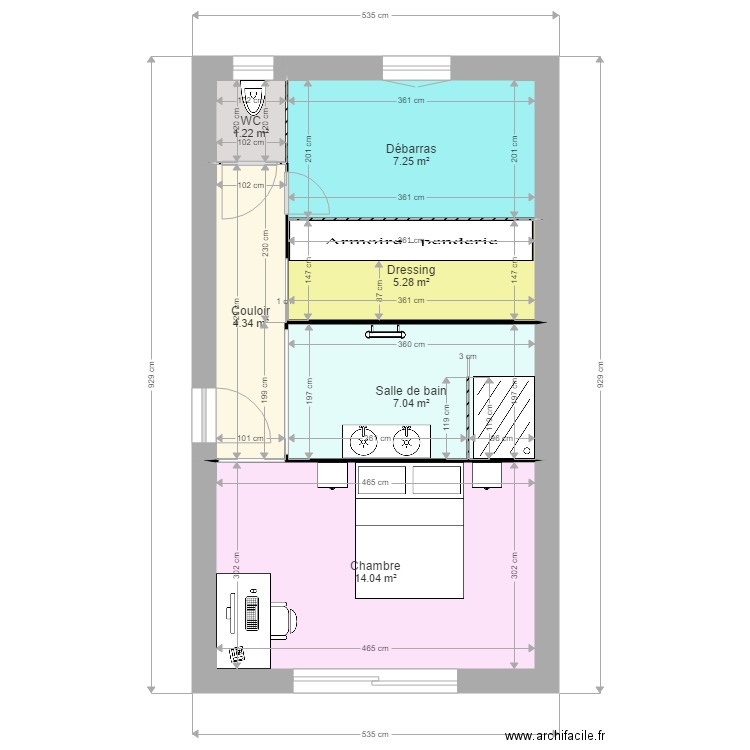 Emilie et Benjamin 2. Plan de 6 pièces et 39 m2