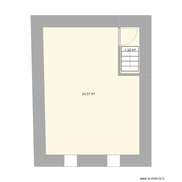 ILOT PONTAUMUR Grenier. Plan de 2 pièces et 27 m2