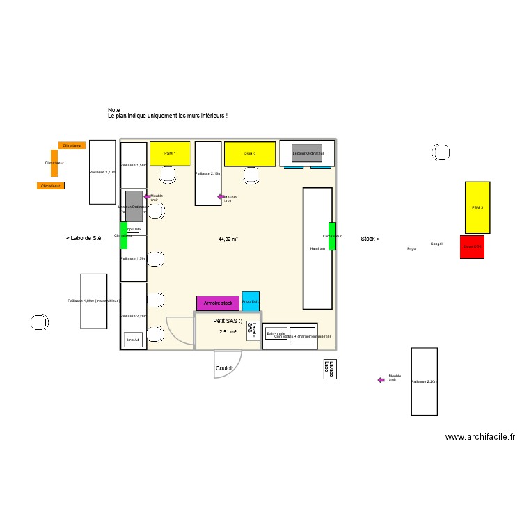 Plan MAT Final Petit SAS + Hamilton. Plan de 2 pièces et 47 m2