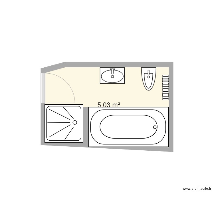 Klein existant. Plan de 1 pièce et 5 m2