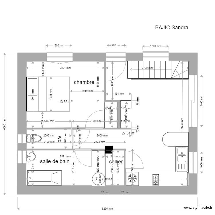 RdC Chambre SALON CUISINE 127 02 2020. Plan de 0 pièce et 0 m2