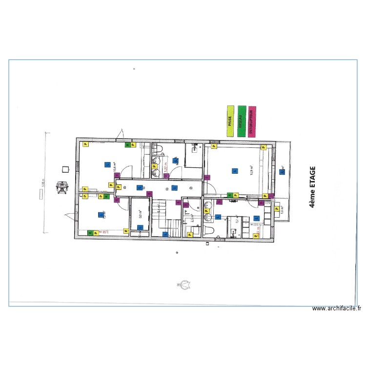 SCHEMA ELECTRIQUE NIVEAU 4 CIRENNE PRISE CLIM VR. Plan de 0 pièce et 0 m2