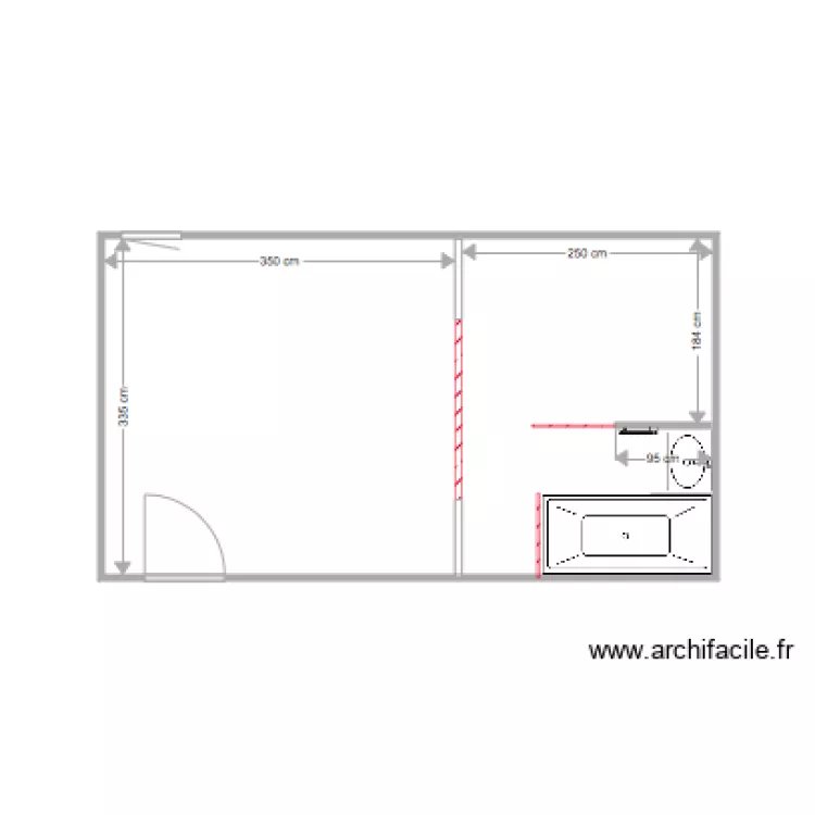 Chambre hors cloison verri&egrave;re. Plan de 