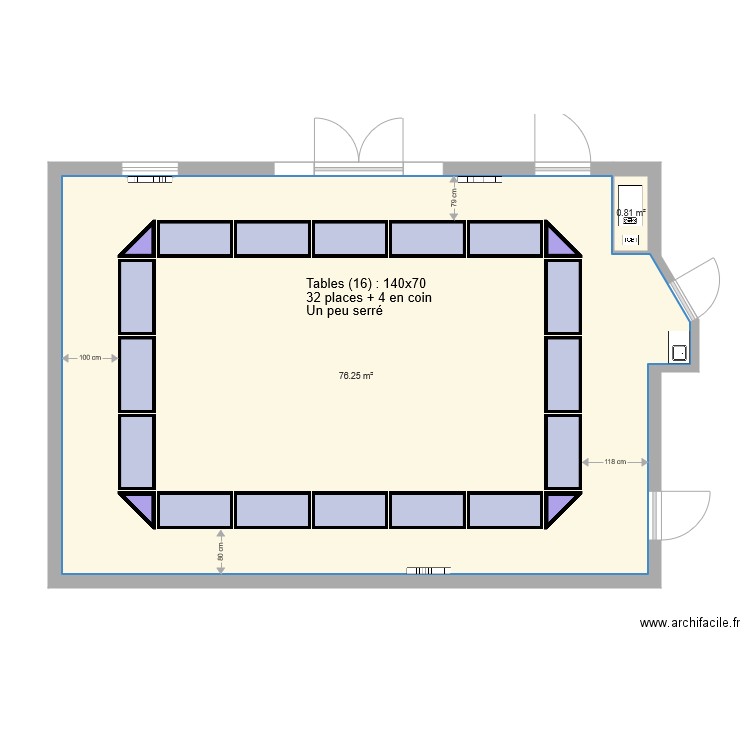 Salle de réunion siège meublée  22 mai 2018 32 places. Plan de 0 pièce et 0 m2