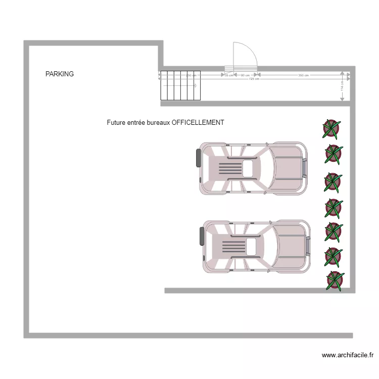 Acc&egrave;s bureau et parking. Plan de 