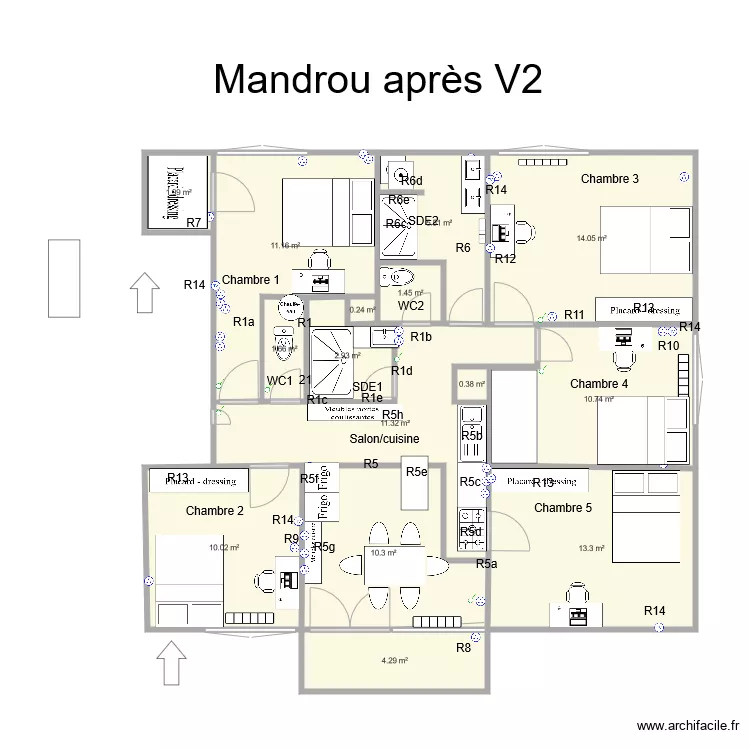 Castelneau Mandrou apr&egrave;s V2. Plan de 