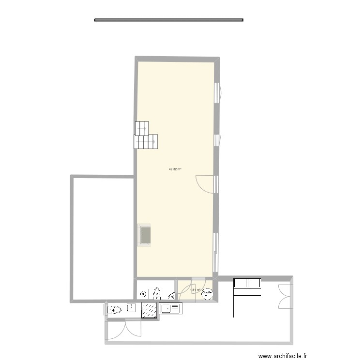 RAVOUX RDC AVEC GARAGE2. Plan de 2 pièces et 44 m2