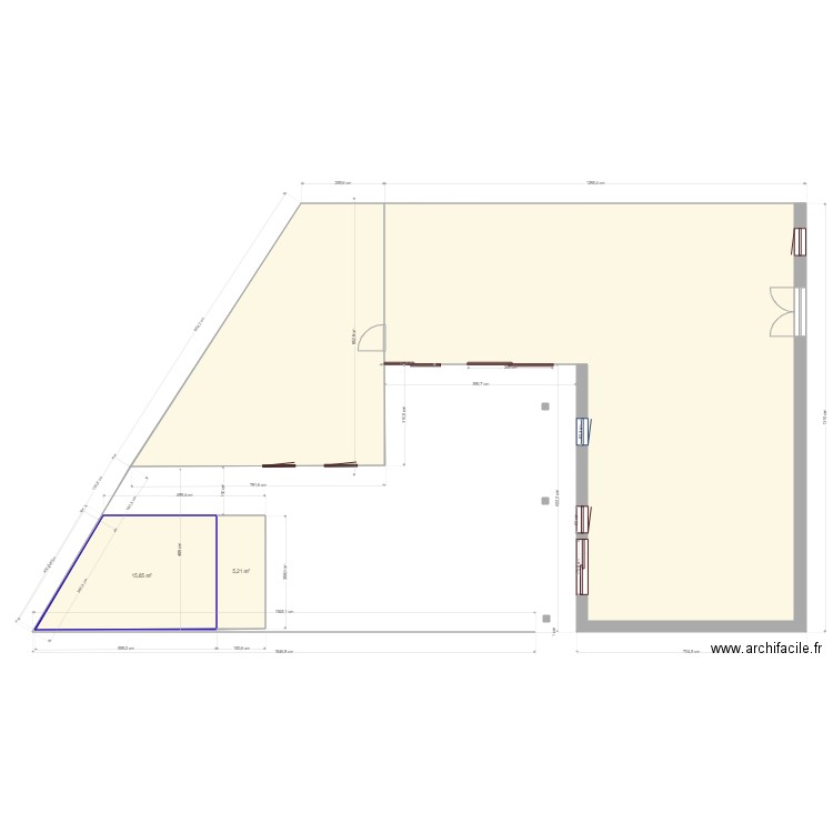 Plan masse Abri de Jardin en limite propriété. Plan de 4 pièces et 175 m2