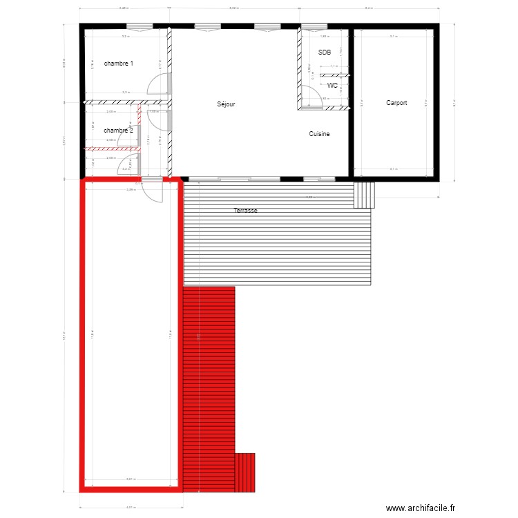 Lidy existant. Plan de 7 pièces et 116 m2