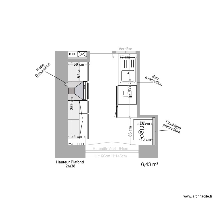 Cuisine équipé basique. Plan de 0 pièce et 0 m2