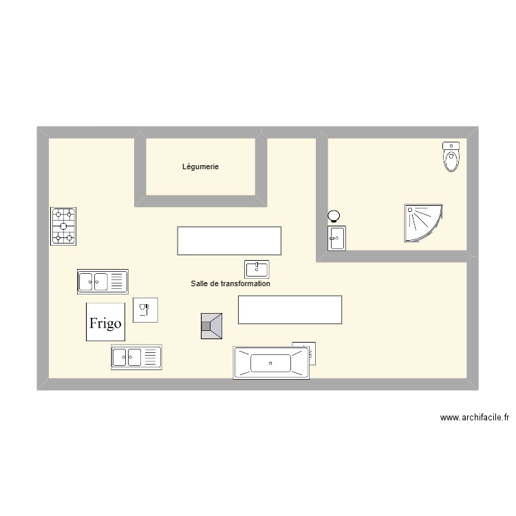 cuisine. Plan de 3 pièces et 52 m2