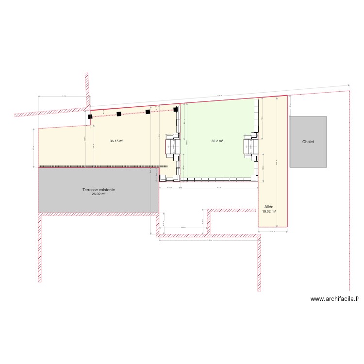 Projet terrasse2. Plan de 5 pièces et 120 m2