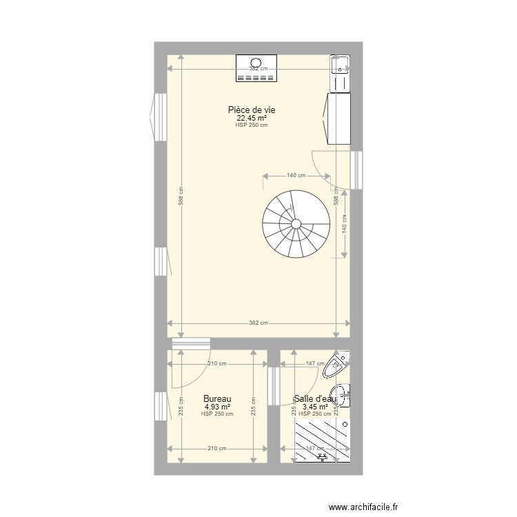 Maison Aurelien Niveau 1 evol1. Plan de 7 pièces et 97 m2