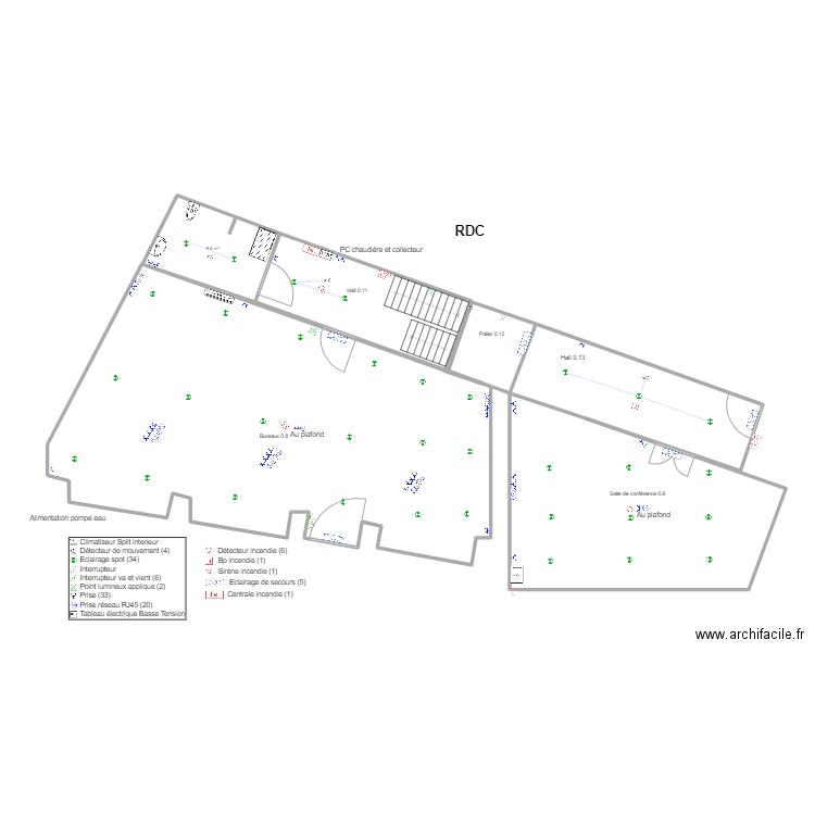 ecurie rdc. Plan de 5 pièces et 177 m2