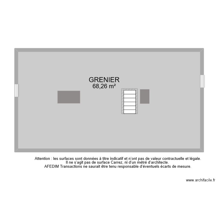 BI 10395 GRENIER. Plan de 1 pièce et 68 m2