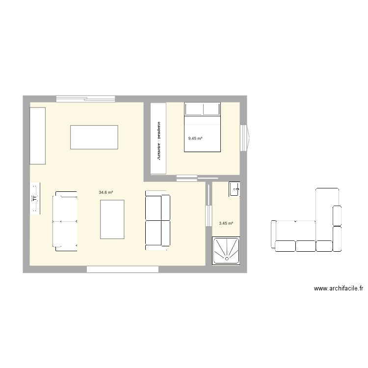 Salon Saumur extension. Plan de 0 pièce et 0 m2
