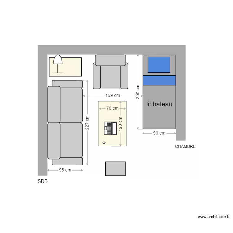 SALON BARAQUETTE. Plan de 