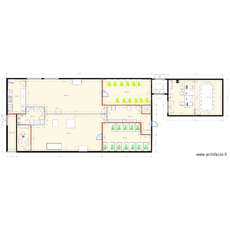 creche 16 avec bureau intérieur et passage. Plan de 0 pièce et 0 m2