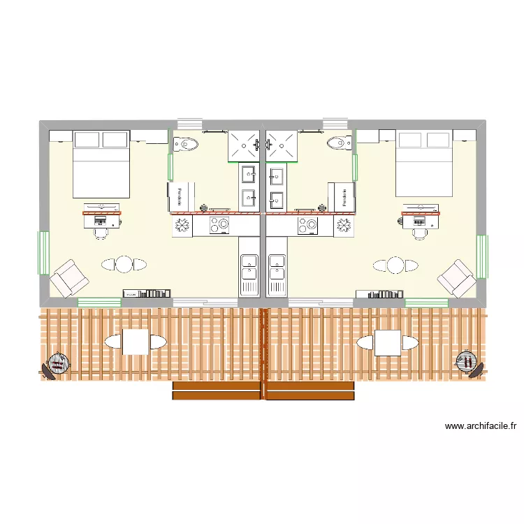Airbnb 28m&sup2;  X2. Plan de 