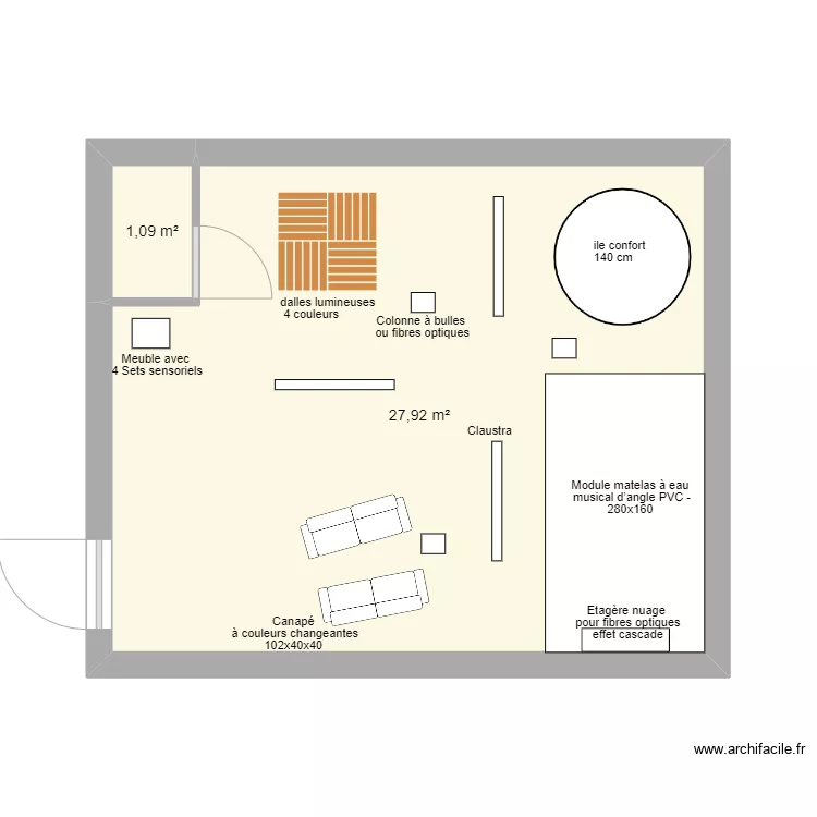 salle Snoezelen. Plan de 