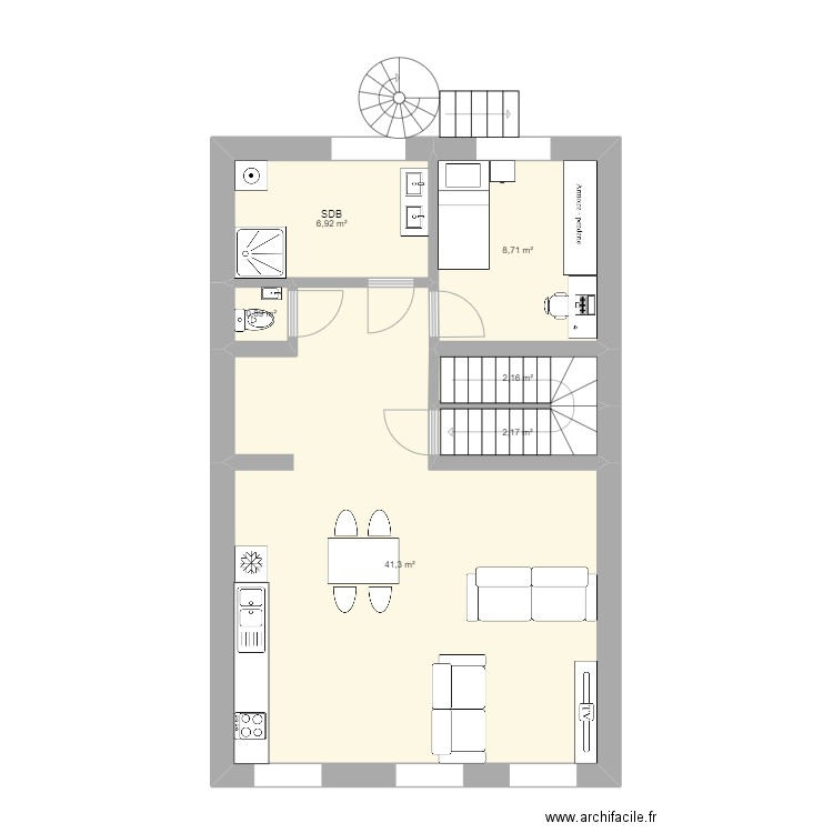 Charleville 3ème. Plan de 6 pièces et 62 m2