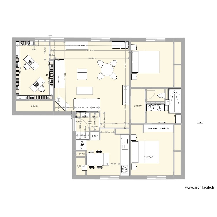 t4fino6.1. Plan de 13 pièces et 89 m2