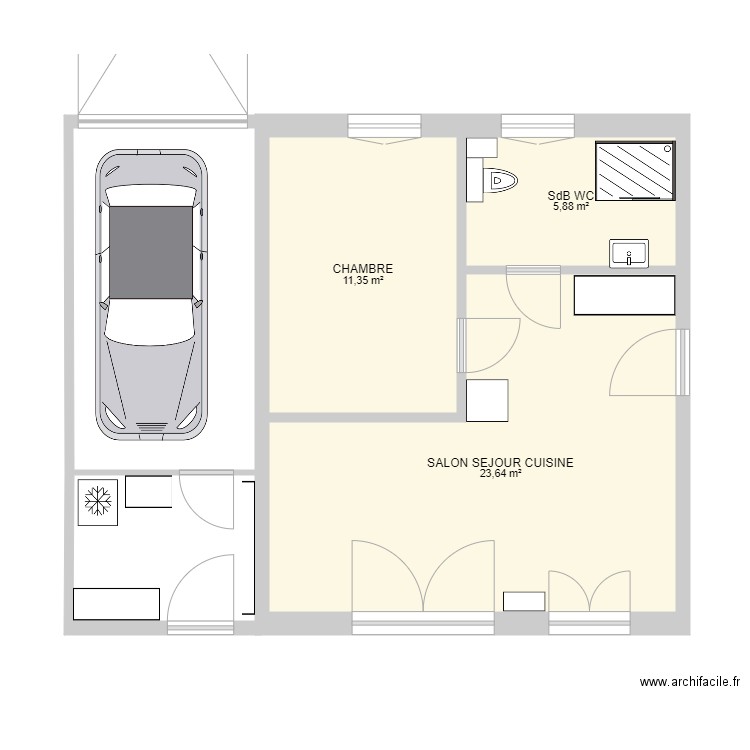 Lead000. Plan de 3 pièces et 41 m2