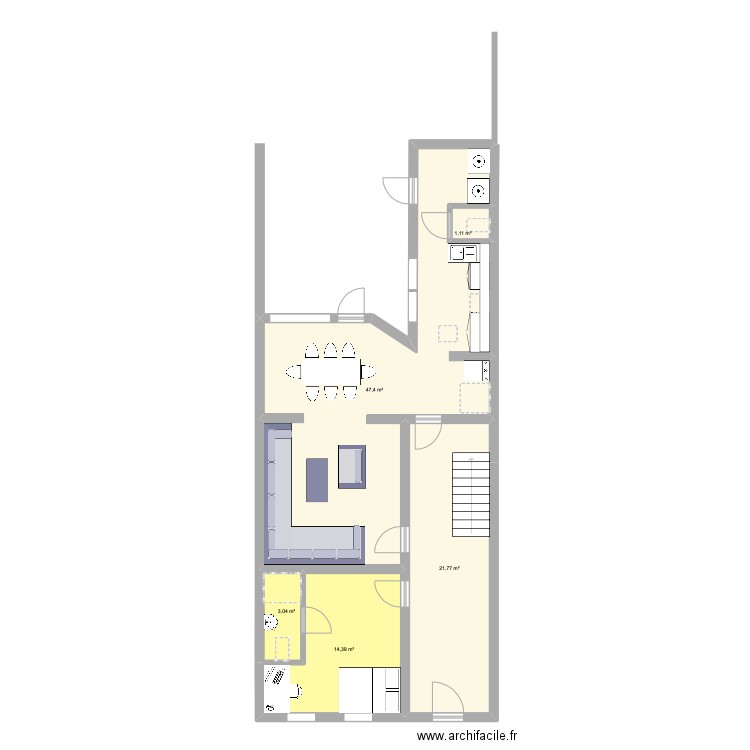 NEUVE REZ. Plan de 5 pièces et 88 m2